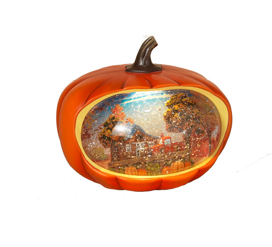 Lighted Spinning Water Globe Harvest Pumpkin