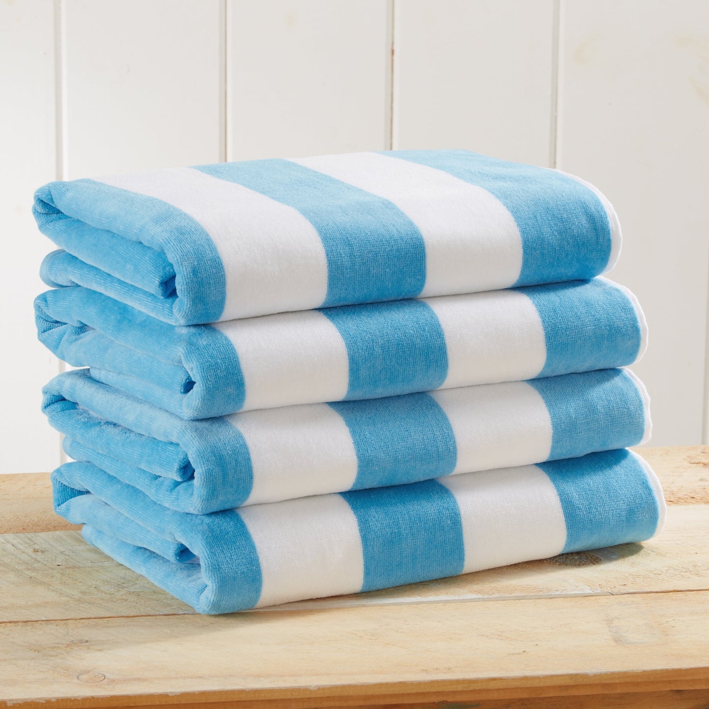 Cotton And Velour Cabana Stripe Beach Towel