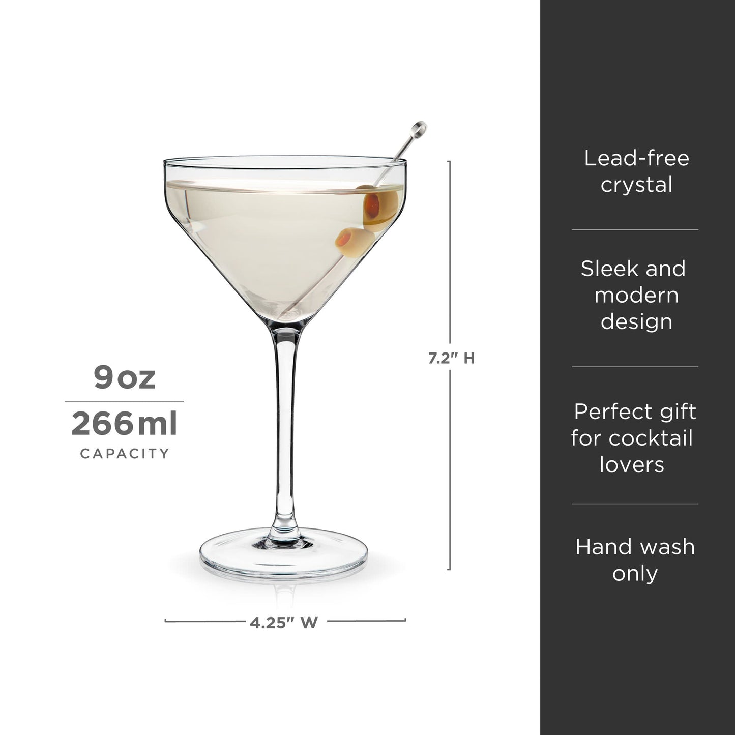 Modern Angled Crystal Martini Coupes Set Of Two