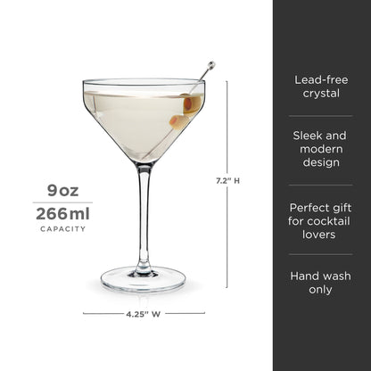 Modern Angled Crystal Martini Coupes Set Of Two