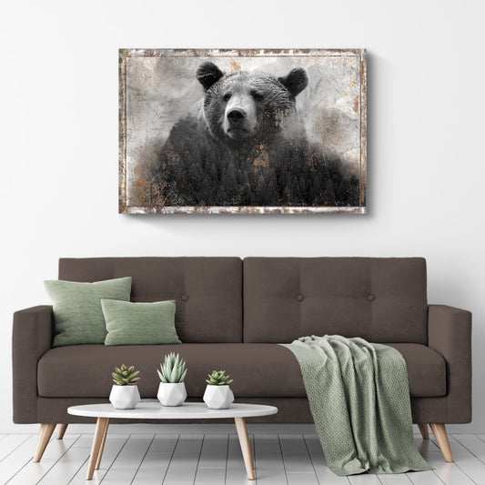 Animals Forest Bear Brown Canvas Wall Art by Tailored Canvases, rustic textured canvas on Tampa Home & Garden Store
