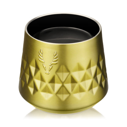 a Paragon Gold and Stainless Whiskey Taster Mug