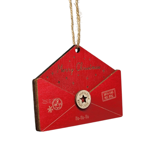Wooden Letter to Santa Ornament -  Red - Tampa Home & Garden Store
