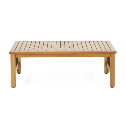 Outdoor Acacia Wood Loveseat and Coffee Table Set