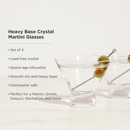 Crystal Stemless Martini Glasses Set of 4