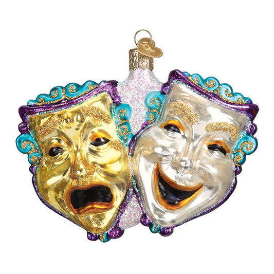 Comedy And Tragedy Glass Ornament - Tampa Home & Garden Store