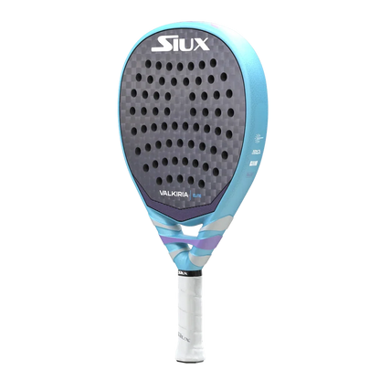 Padel racket Valkiria Elite by Siux, teal frame with perforated dark hitting surface, white grip on Tampa Home & Garden Store