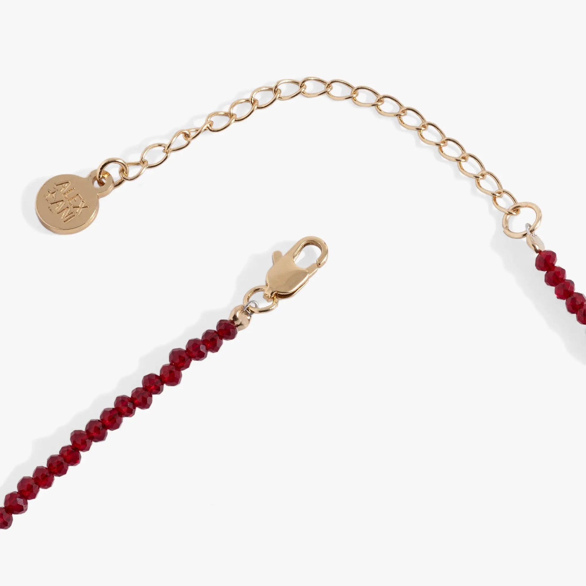 Vampire Teeth Fangs Pendant Necklace ALEX AND ANI gold-tone chain with red crystal beads on Tampa Home & Garden Store