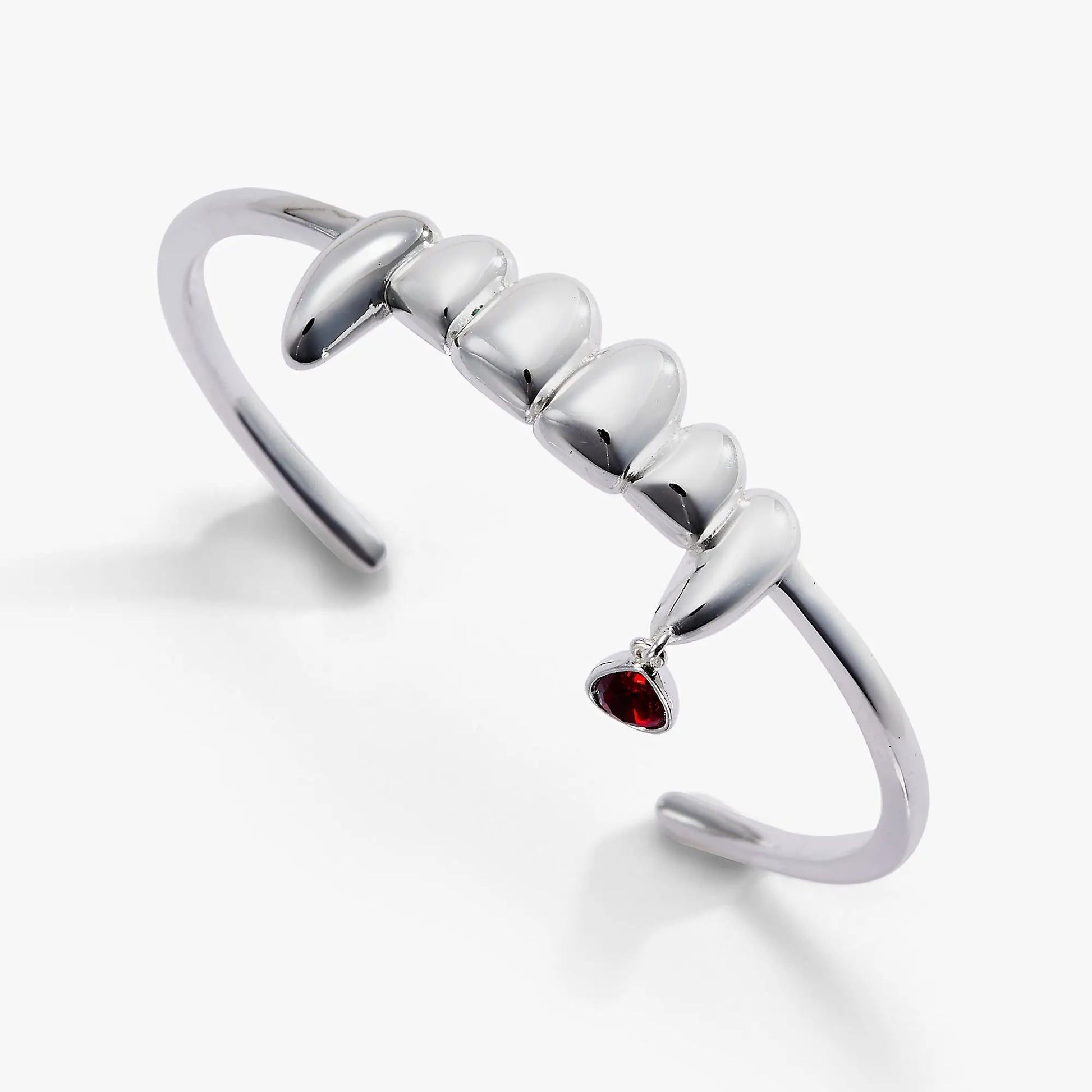 Vampire Teeth Fangs Cuff bracelet, silver-tone with segments and crystal charm by ALEX AND ANI on Tampa Home & Garden Store