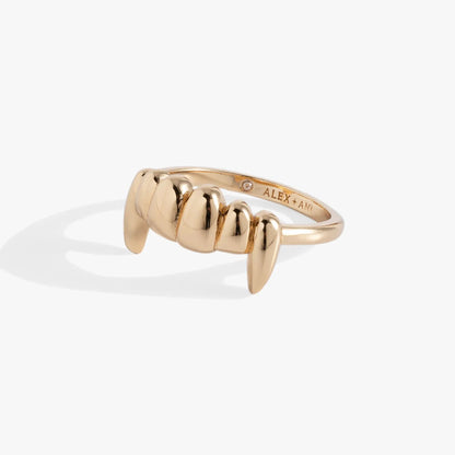Vampire Teeth Fangs Ring gold-tone band with bead details ALEX AND ANI engraving on Tampa Home & Garden Store