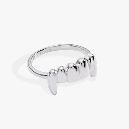 Vampire Teeth Fangs Ring, silver-toned metal with fang-shaped top detailing, by ALEX AND ANI on Tampa Home & Garden Store