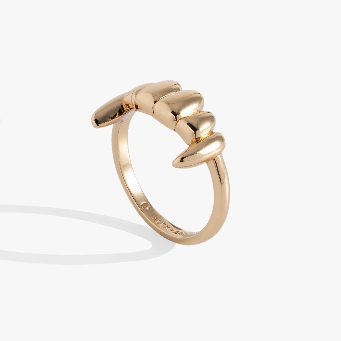 Vampire Teeth Fangs Ring gold-tone metal with stacked fang motifs by Alex and Ani on Tampa Home & Garden Store