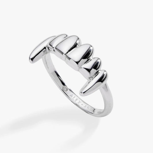 Vampire Teeth Fangs Ring by ALEX AND ANI in silver-tone with a chunky segmented band on Tampa Home & Garden Store