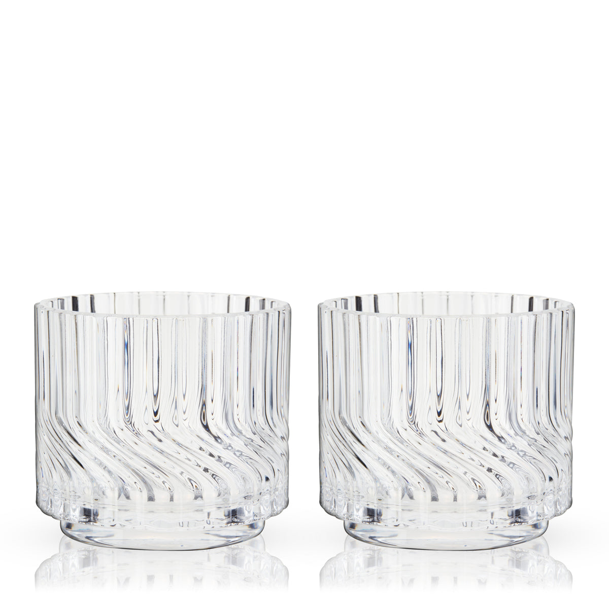 Viski Zephyr Crystal lowball tumblers set of 2, crystal glass stemless cocktail glasses on Tampa Home & Garden Store