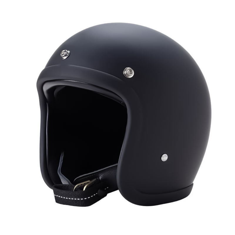 BikerZoneZ Low Profile Vintage Motorcycle Helmet, matte black open-face DOT/ECE approved on Tampa Home & Garden Store