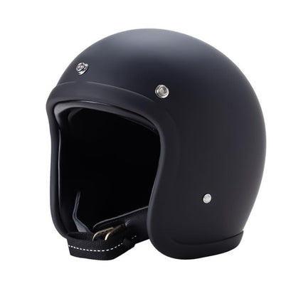 BikerZoneZ Low Profile Vintage Motorcycle Helmet, matte black open-face DOT/ECE approved on Tampa Home & Garden Store
