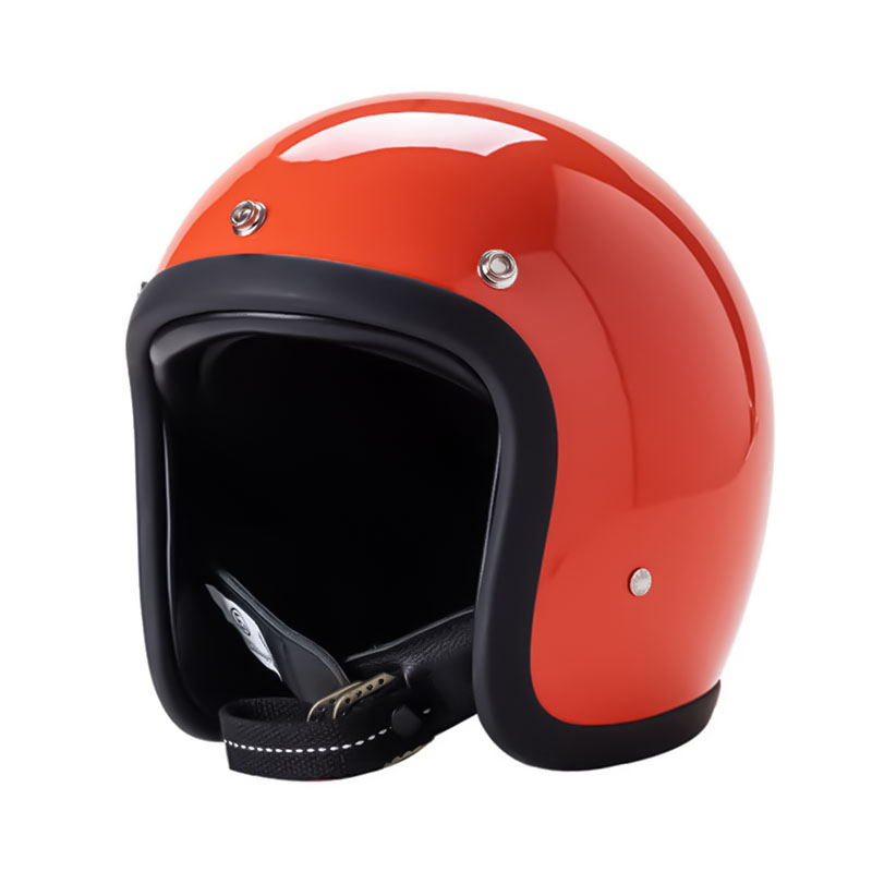 Low-Profile Vintage Open-Face Motorcycle Helmet orange by BikerZoneZ, DOT and ECE approved on Tampa Home & Garden Store