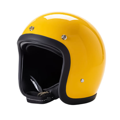 Low Profile Vintage Motorcycle Helmet yellow by BikerZoneZ DOT ECE approved on Tampa Home & Garden Store