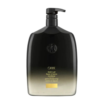 Oribe Gold Lust Repair & Restore Conditioner bottle with pump, black to gold gradient on Tampa Home & Garden Store