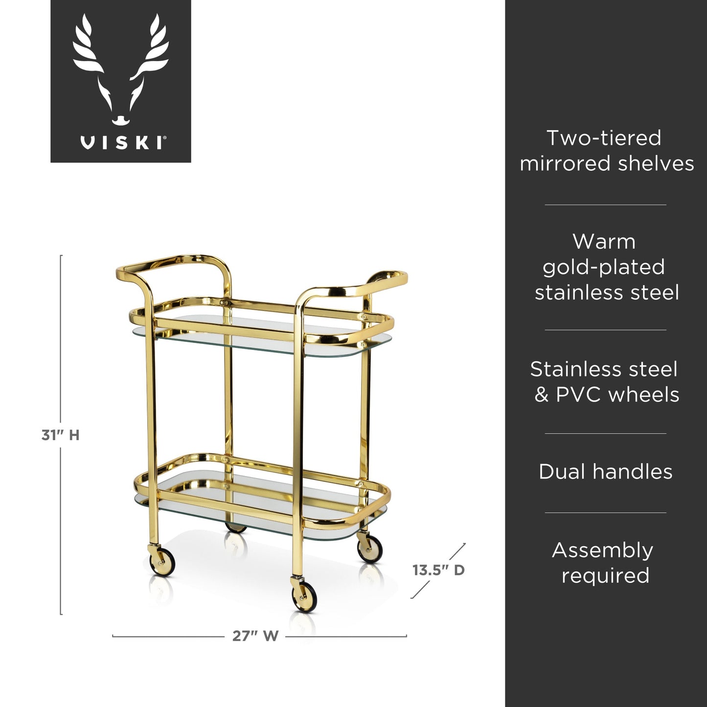 Antique Gold Bar Cart and the Stainless Frame
