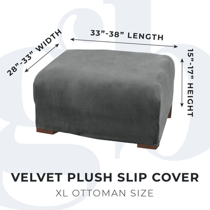 Velvet Plush Slip Cover gray for XL ottoman, Gale Collection by Great Bay Home on Tampa Home & Garden Store