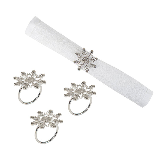 Silver Winter Snowflake Napkin Ring - Set of 4