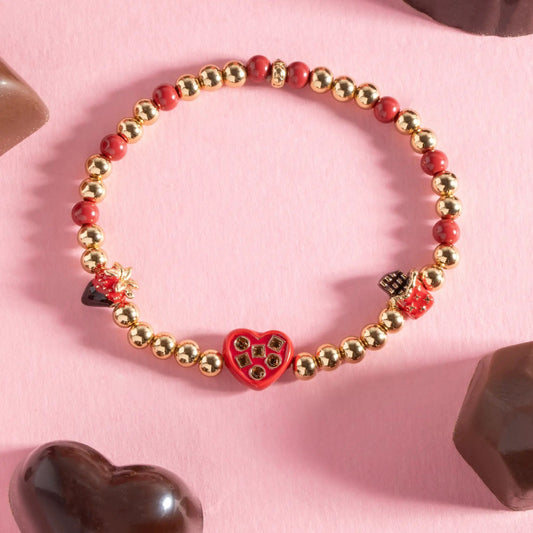 Stretch bracelet Chocolate Is My Love Language, pink and gold beads by ALEX AND ANI on Tampa Home & Garden Store