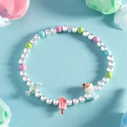 Sweet Treats Love Language Stretch Bracelet by ALEX AND ANI with pastel beads on Tampa Home & Garden Store