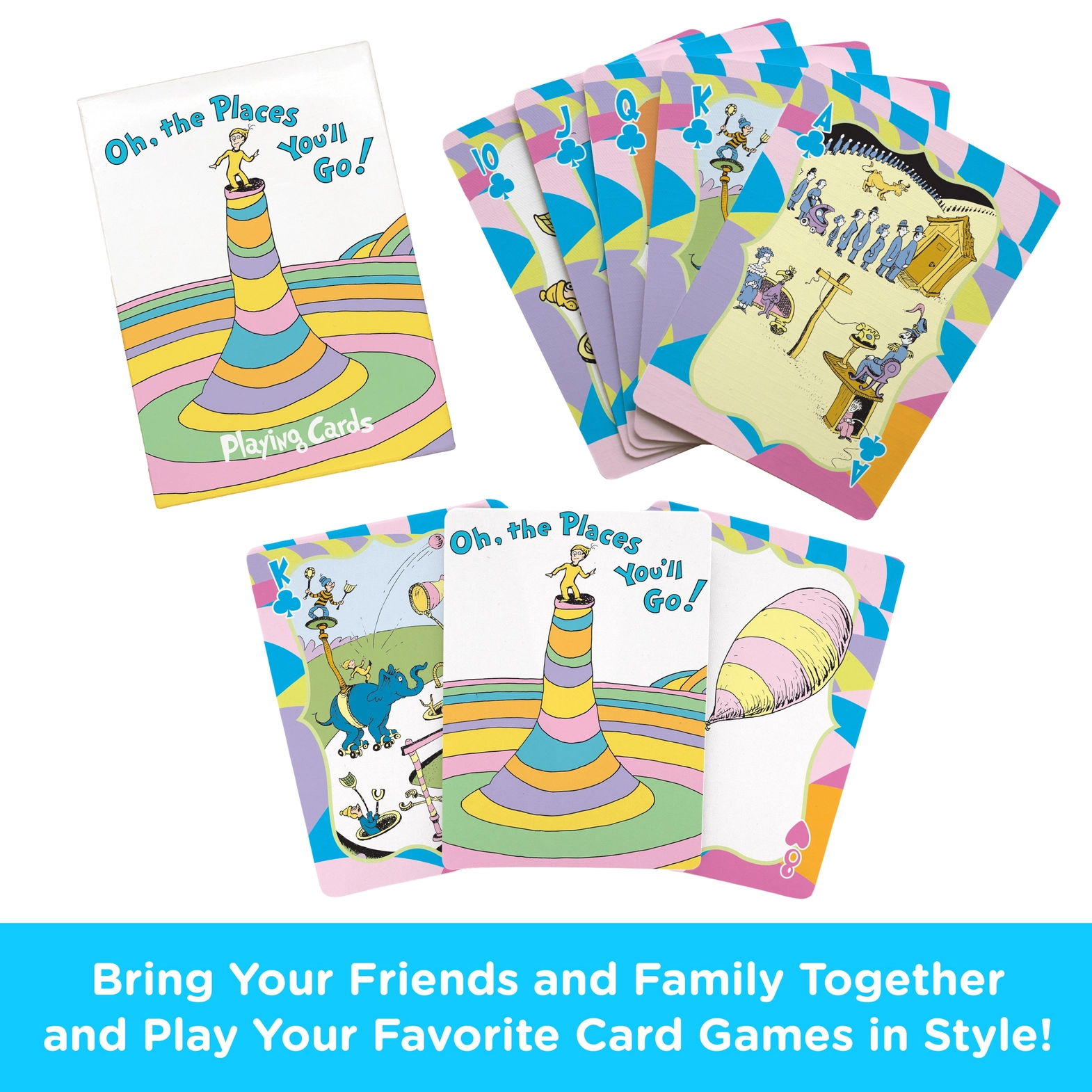 Oh The Places You'll Go Playing Cards deck by The Country Christmas Loft, colorful illustrated card set on Tampa Home & Garden Store