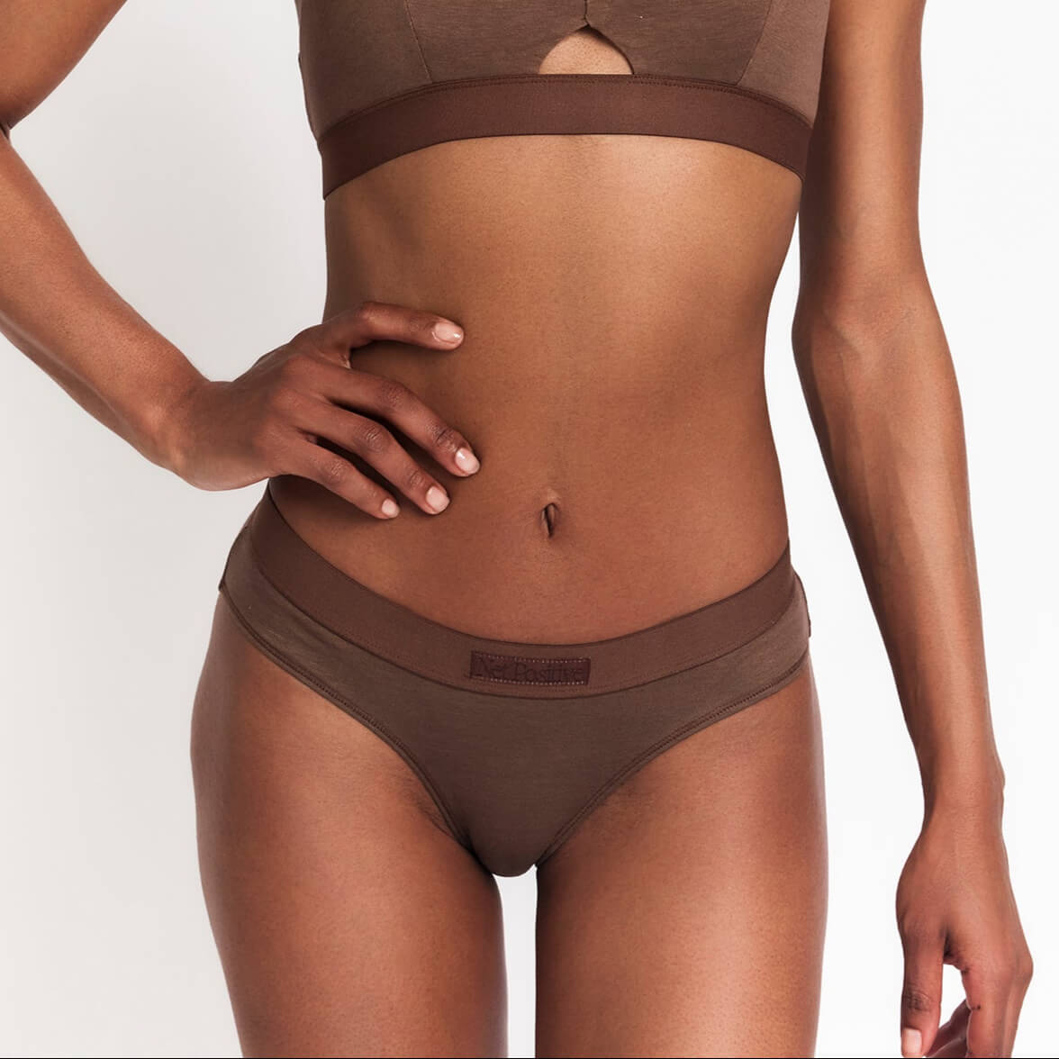 Net Positive mid-rise hemp briefs in brown with logo waistband on Tampa Home & Garden Store