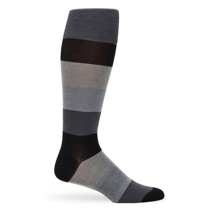 Vega Dress Socks by DeadSoxy, gray navy black color-block striped boardroom socks on Tampa Home & Garden Store