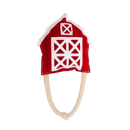 Jouet à mâcher pour chien Country Living en similicuir rouge en forme de grange – Sûr, durable et non toxique
