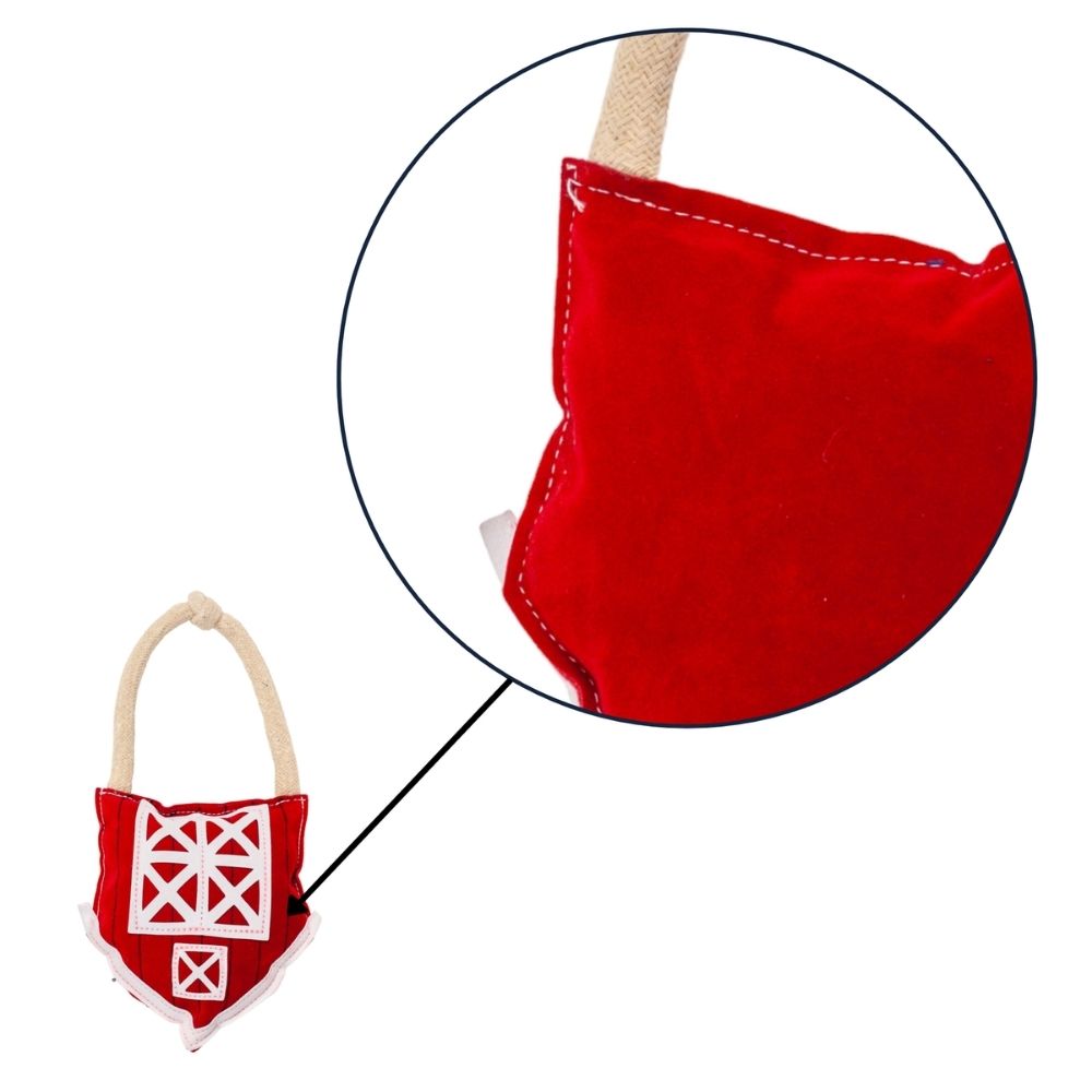 Jouet à mâcher pour chien Country Living en similicuir rouge en forme de grange – Sûr, durable et non toxique