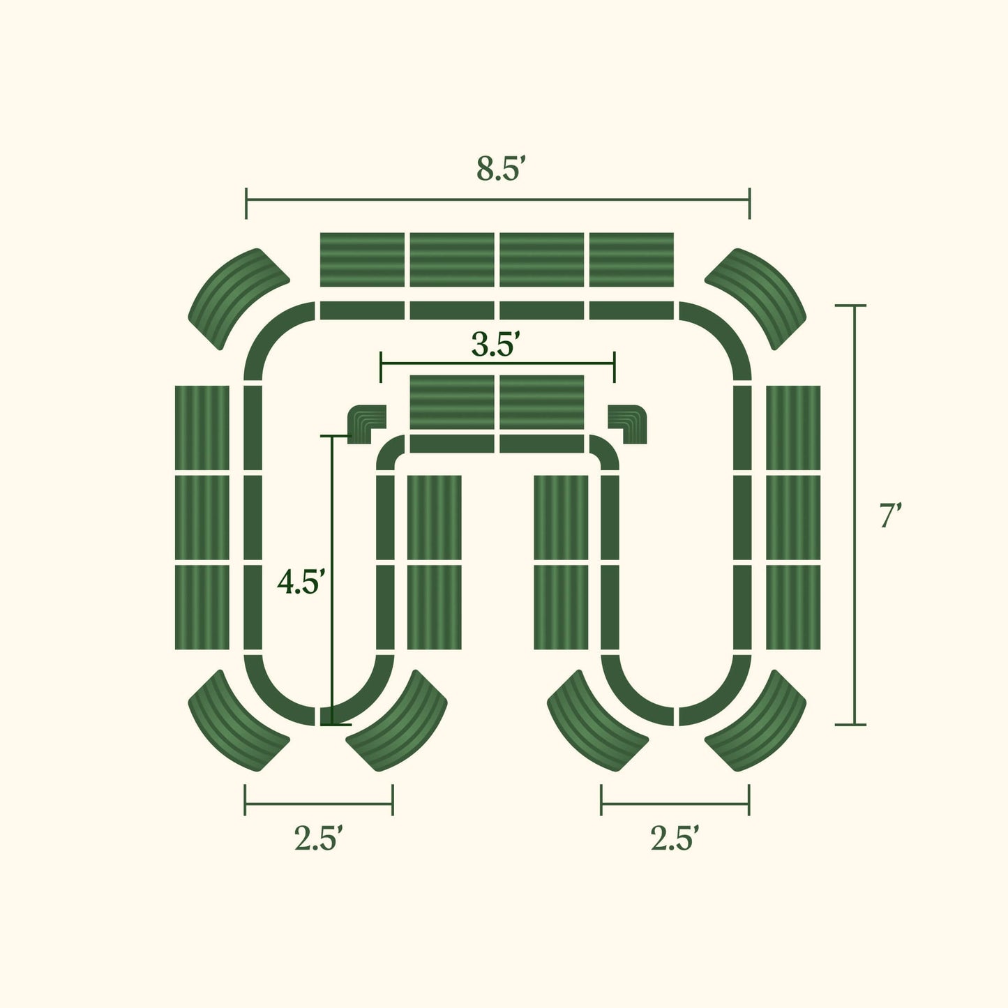 Jardinière surélevée en forme de U de 17 po de haut, grande taille | Métal