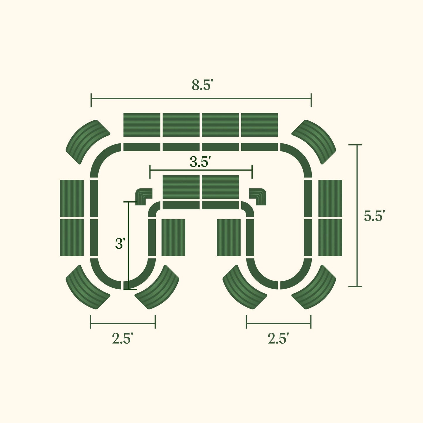 17" Tall U Shaped Raised Garden Bed Midsize Metal