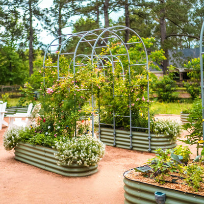 Cama de jardín elevada grande de 17" de alto, 9 en 1, modular de metal