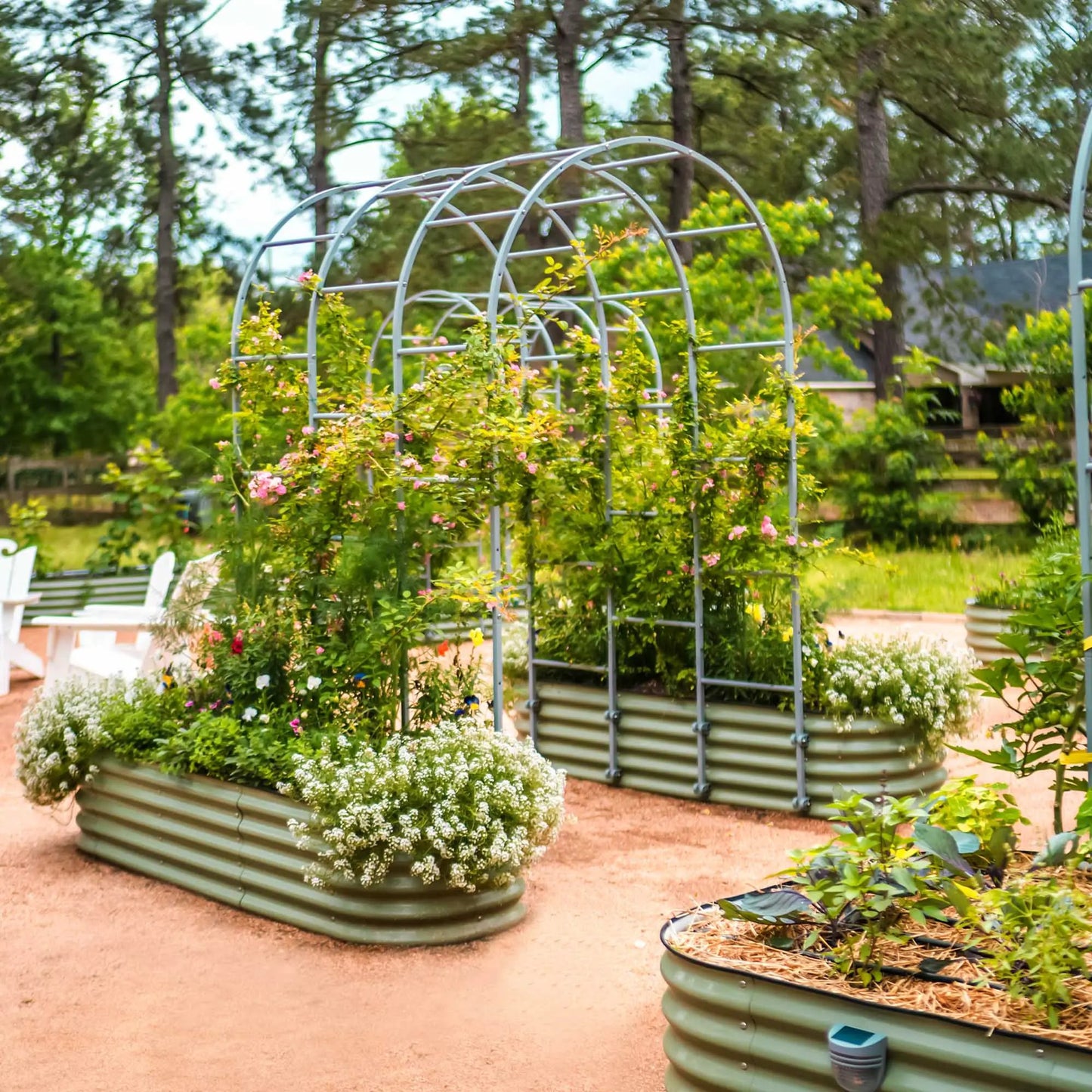 Cama de jardín elevada grande de 17" de alto, 9 en 1, modular de metal
