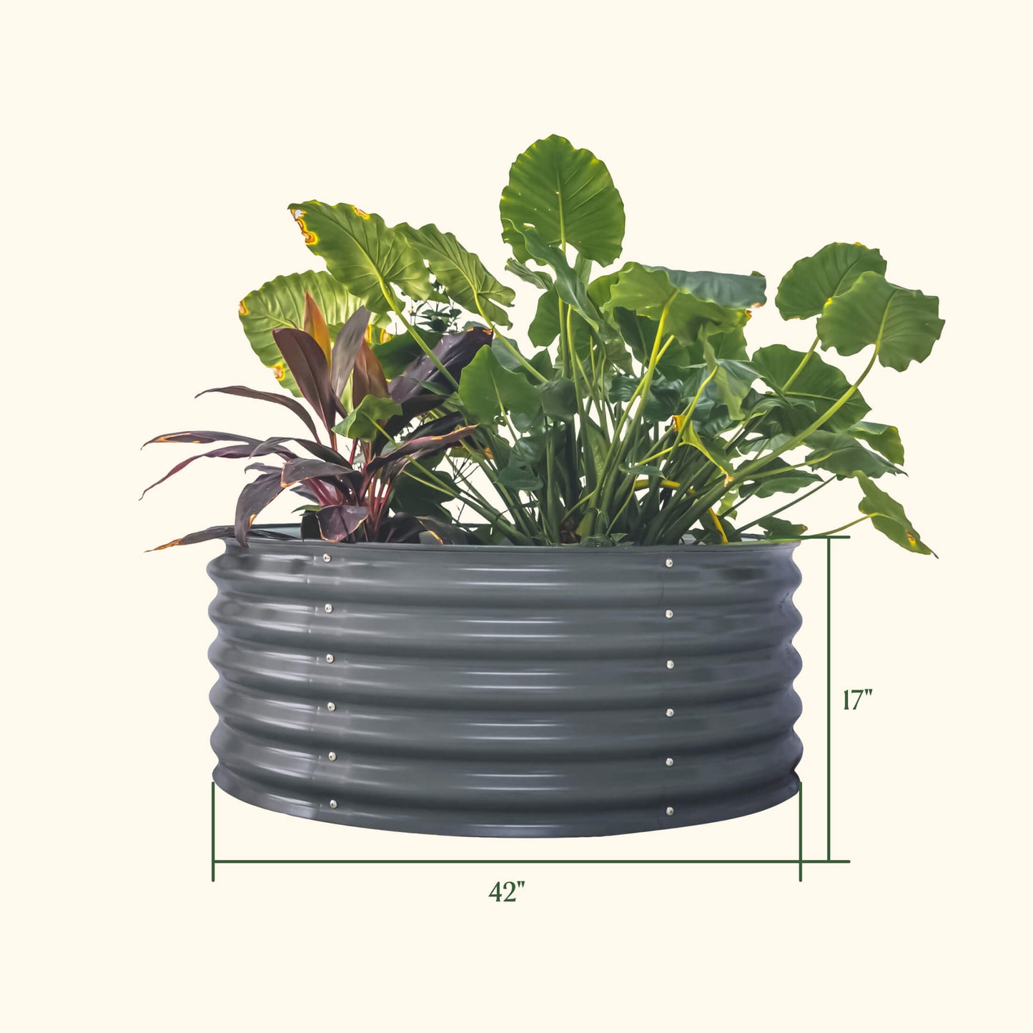17" High 42" Round Raised Garden Bed Metal