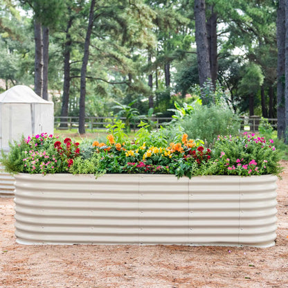 Tall 26 Inch 10 in 1 Modular Garden Bed Kit white corrugated raised bed with colorful flowers on Tampa Home & Garden Store