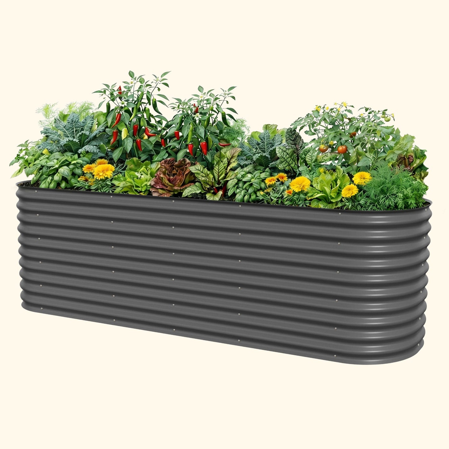 Grand lit de jardin surélevé de 32 pouces de haut, 10 en 1, modulaire en métal
