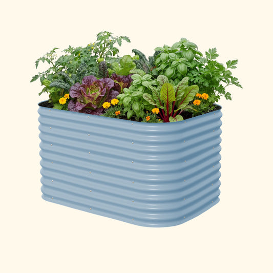 Cama de jardín elevada de tamaño mediano de 81 cm de alto, 6 en 1, modular de metal