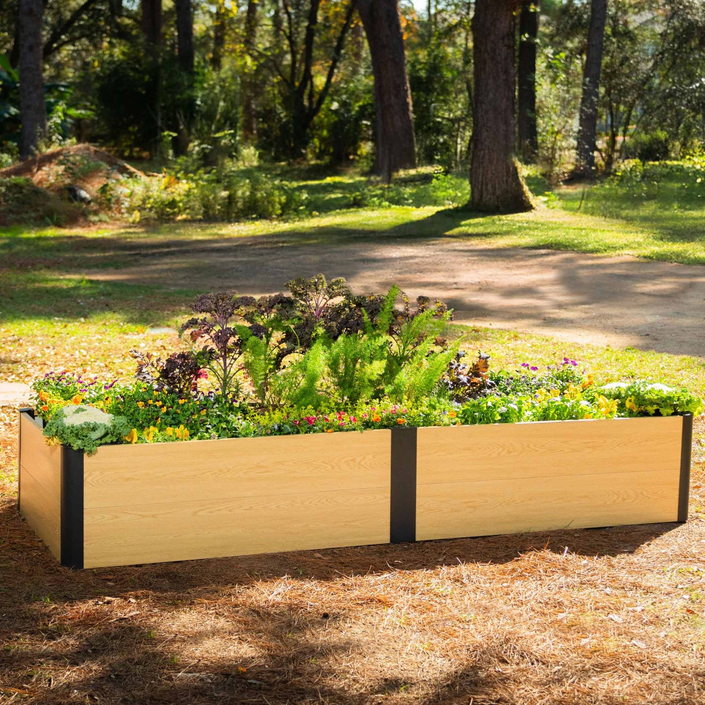 Woodgrain Metal Raised Garden Bed 2' x 8' - Evergrove Series