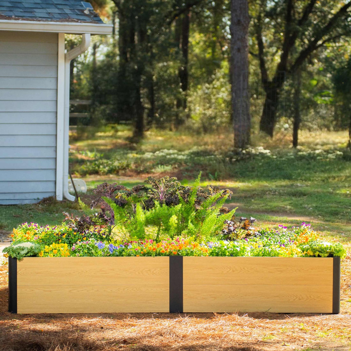 Woodgrain Metal Raised Garden Bed 2' x 8' - Evergrove Series
