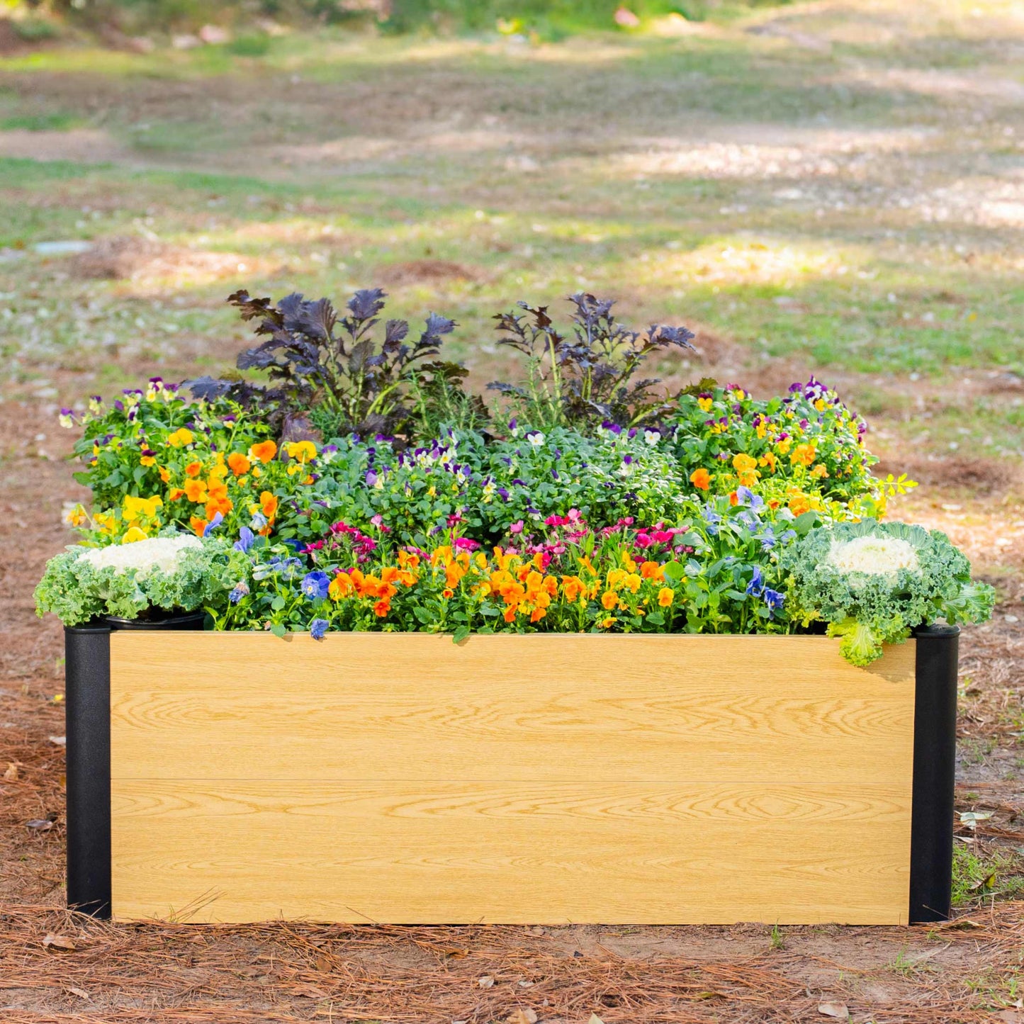 Woodgrain Metal Raised Garden Bed 4' x 4' - Evergrove Series