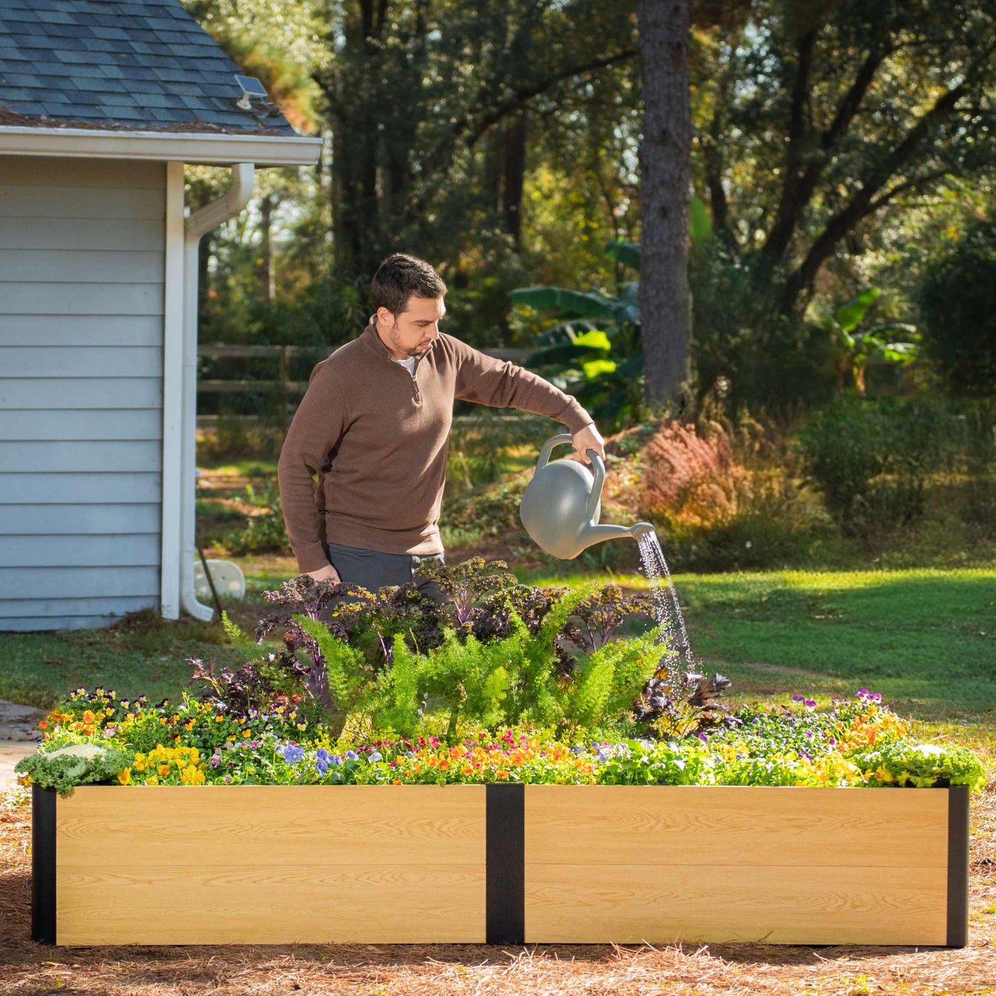 Woodgrain Metal Raised Garden Bed 4'×8'- Evergrove Series