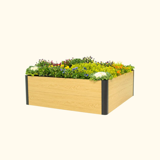 Woodgrain Metal Raised Garden Bed 4' x 4' - Evergrove Series
