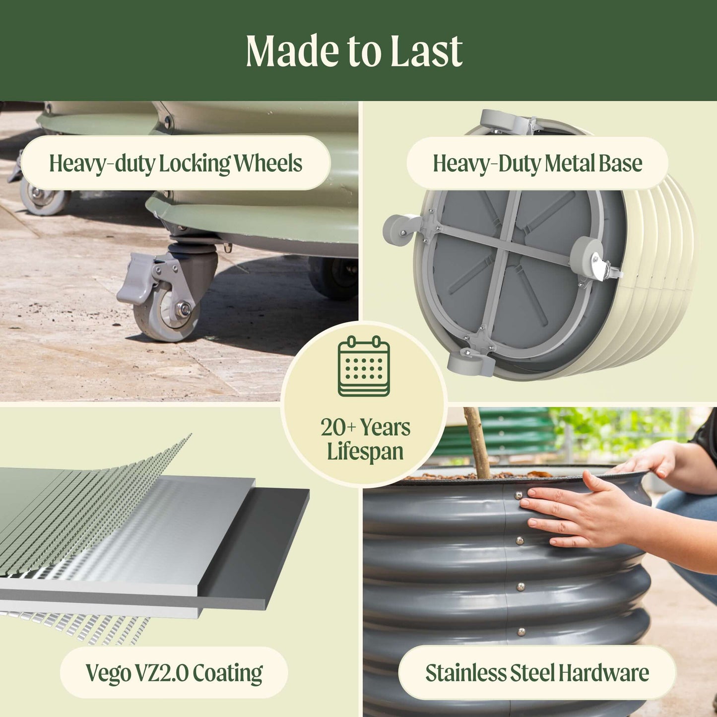 Vego Rolling Planter Self-Watering 2ft x 2ft