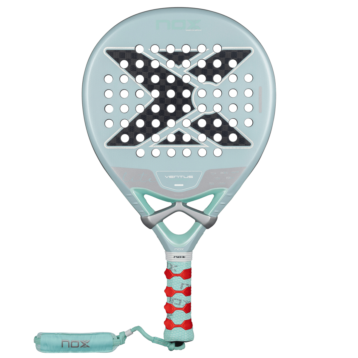 NOX Ventus Hybrid 12K Lite 2026 Padel Racket teal body with black X pattern, turquoise grip on Tampa Home & Garden Store