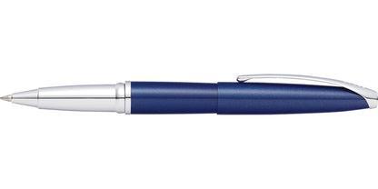 ATX translucent blue lacquer rollerball pen by A.T. Cross, blue barrel with silver accents on Tampa Home & Garden Store