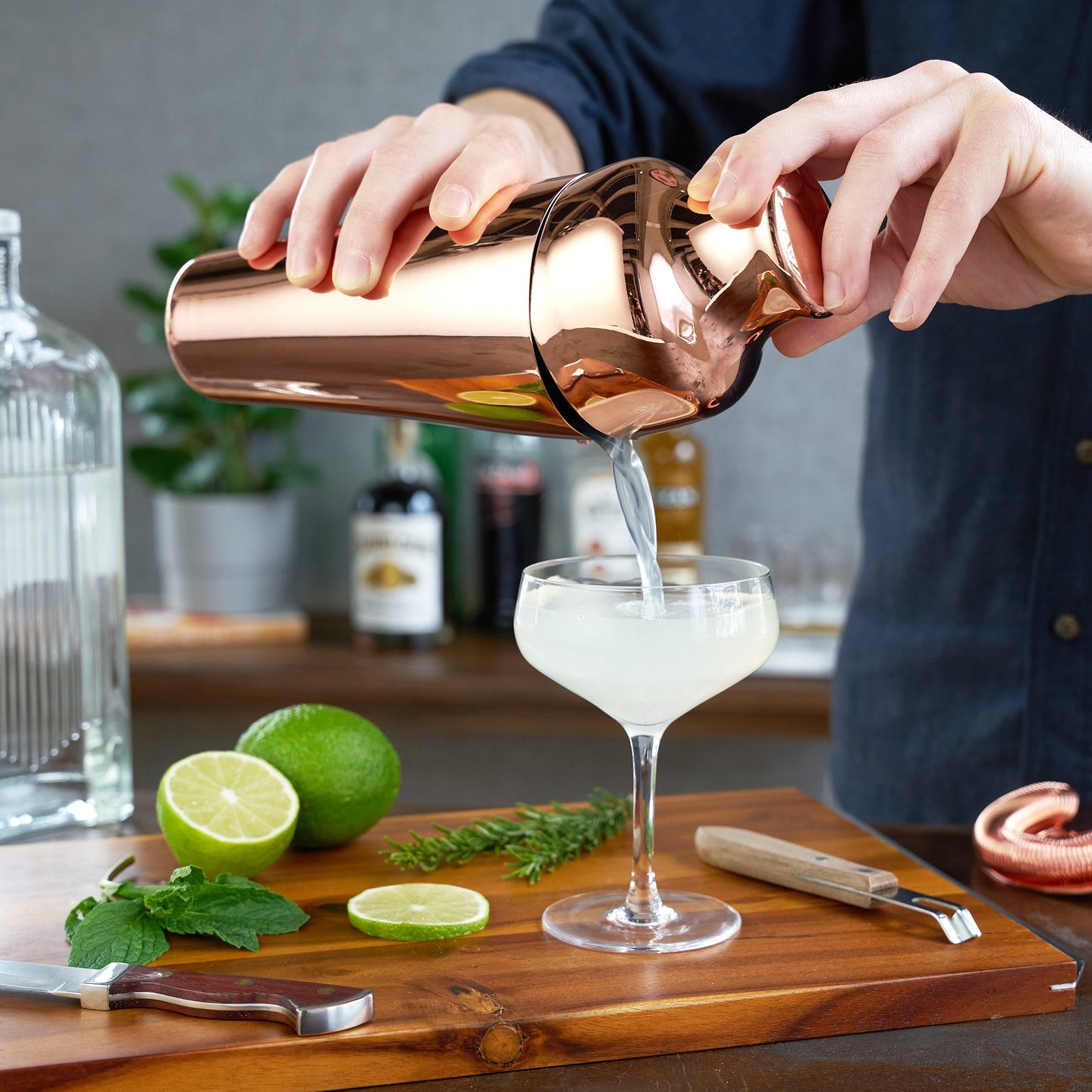 Classic Parisian Style Copper Cocktail Shaker